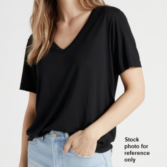 Z Supply Sammie V-Neck Tee in Black - Picture 1 of 4